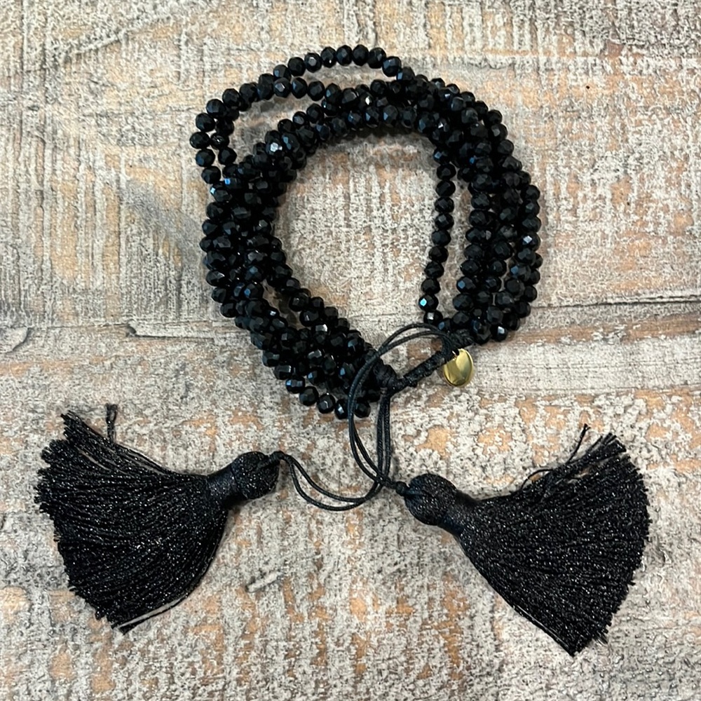 Black Adjustable Beaded Bracelet